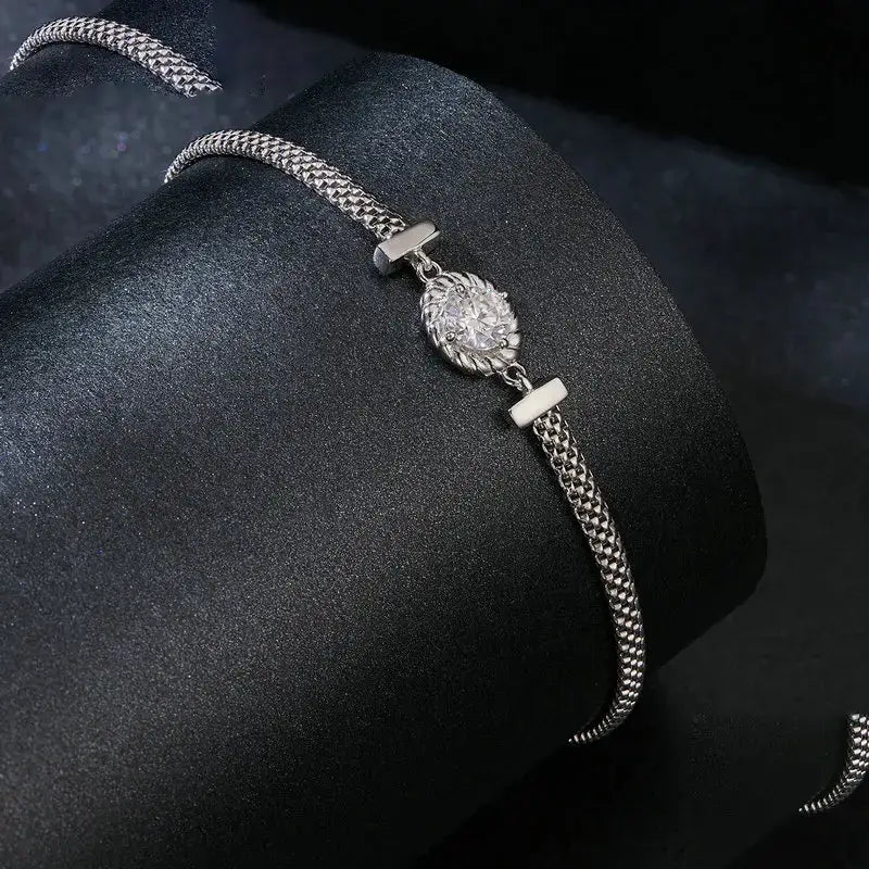 0.5ct Moissanite Weaved Bracelet in 925 Sterling Silver for Women