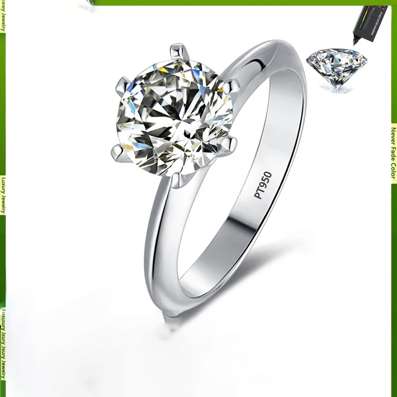 Exquisite Moissanite Solitaire Engagement Ring in Luxury Platinum Wedding Band