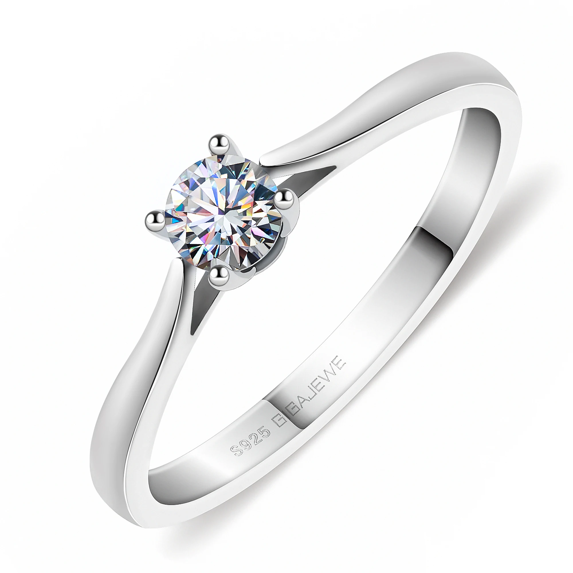 Luxury Moissanite Solitaire Engagement Ring in Sterling Silver