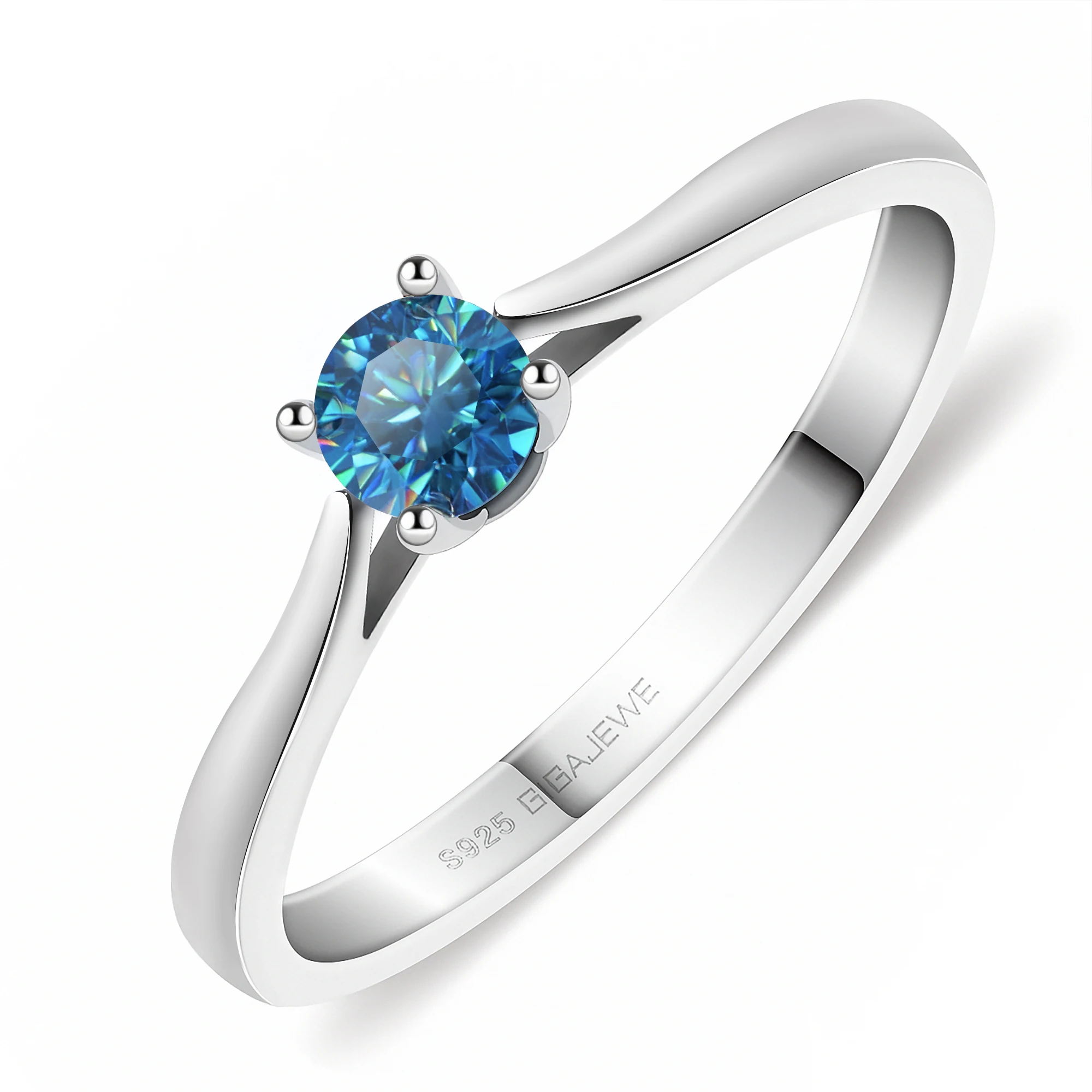 Luxury Moissanite Solitaire Engagement Ring in Sterling Silver