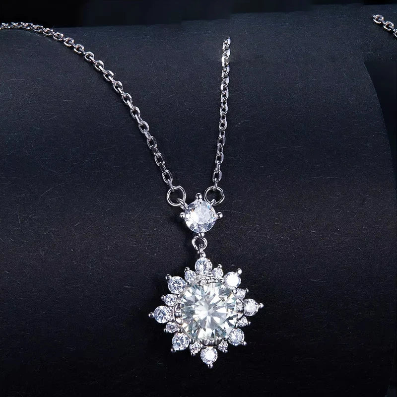 1 Ct Moissanite Halo Necklace – Lab-Grown Diamond, 925 Silver