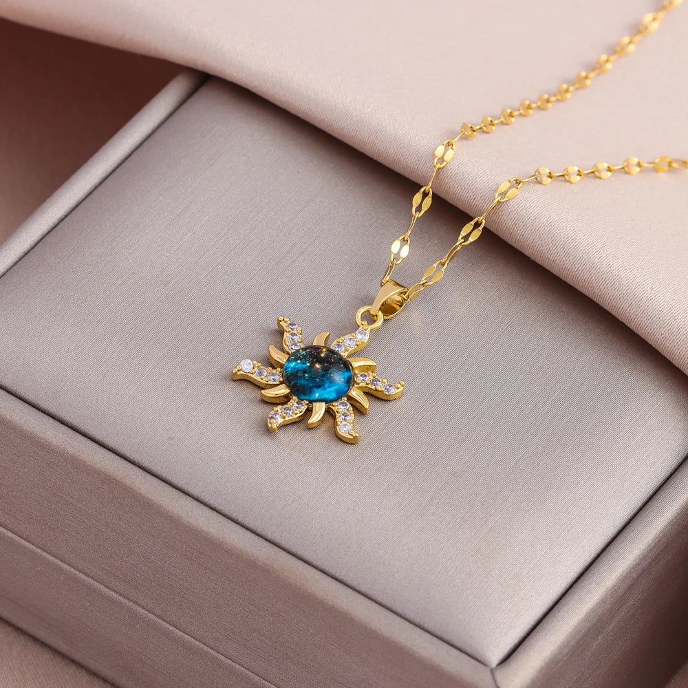 Burning Sun Women's Stainless Steel Necklace – Clavicle Chain