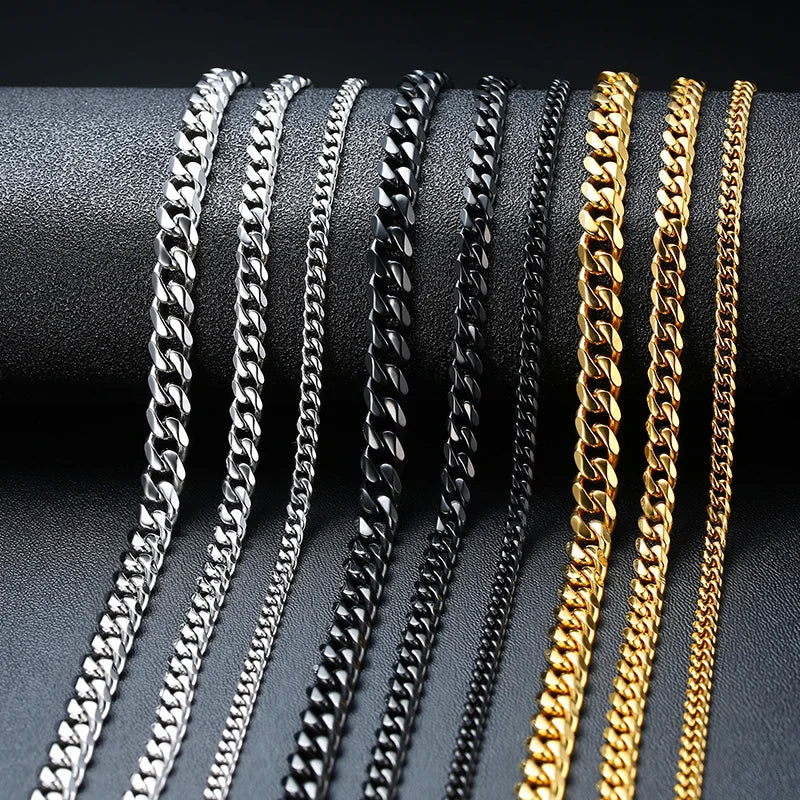 Cuban Chain Necklace for Men & Women – Gold Stainless Steel Curb Choker