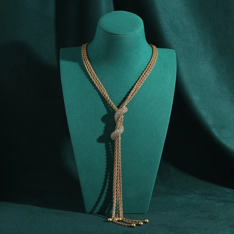 Gold 4mm Rope Chain Necklace – Vintage Long Jewelry for Women