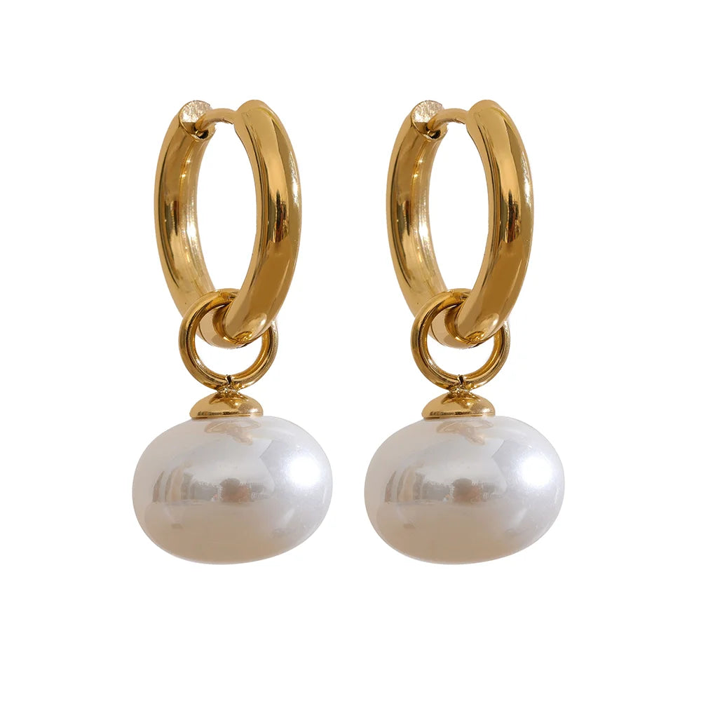 Gold Hoop Earrings with Pearls – Korean Fashion Jewelry