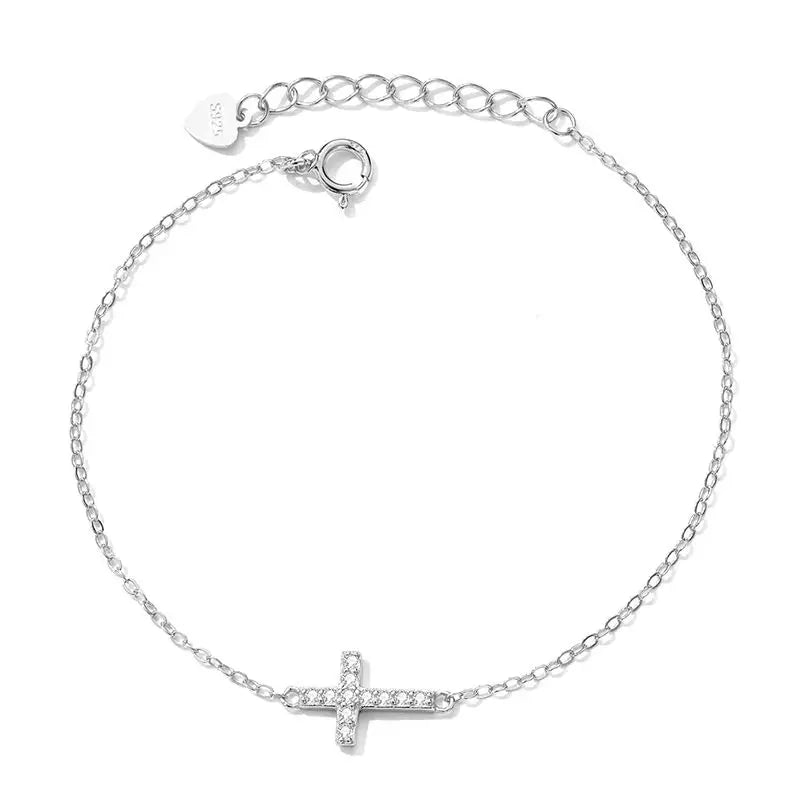 Gold Plated Sterling Silver Cross Bracelet for Women