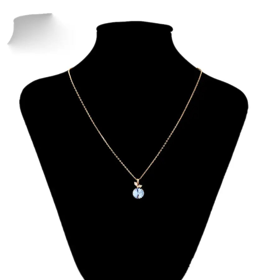 Gold Round Crystal Pendant Necklace – New Arrival for Women