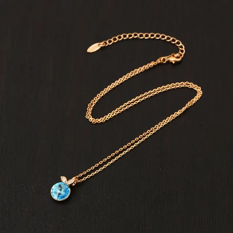 Gold Round Crystal Pendant Necklace – New Arrival for Women