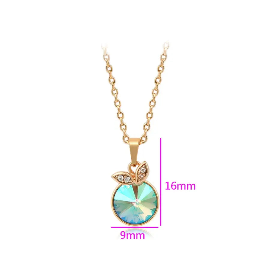 Gold Round Crystal Pendant Necklace – New Arrival for Women