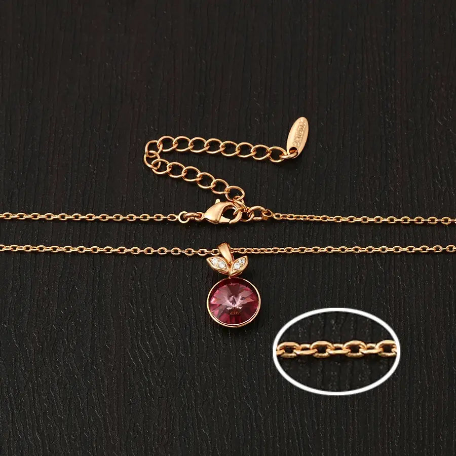 Gold Round Crystal Pendant Necklace – New Arrival for Women