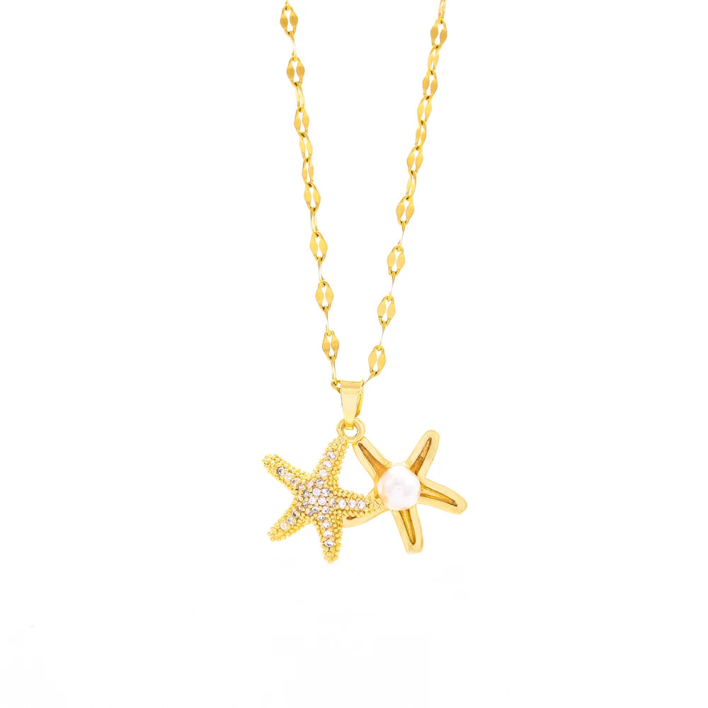 Gold Starfish Pendant Necklace – Women’s Chain