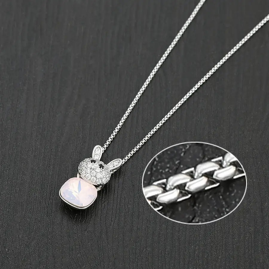 Platinum Animal-Shaped Crystal Pendant Necklace for Women