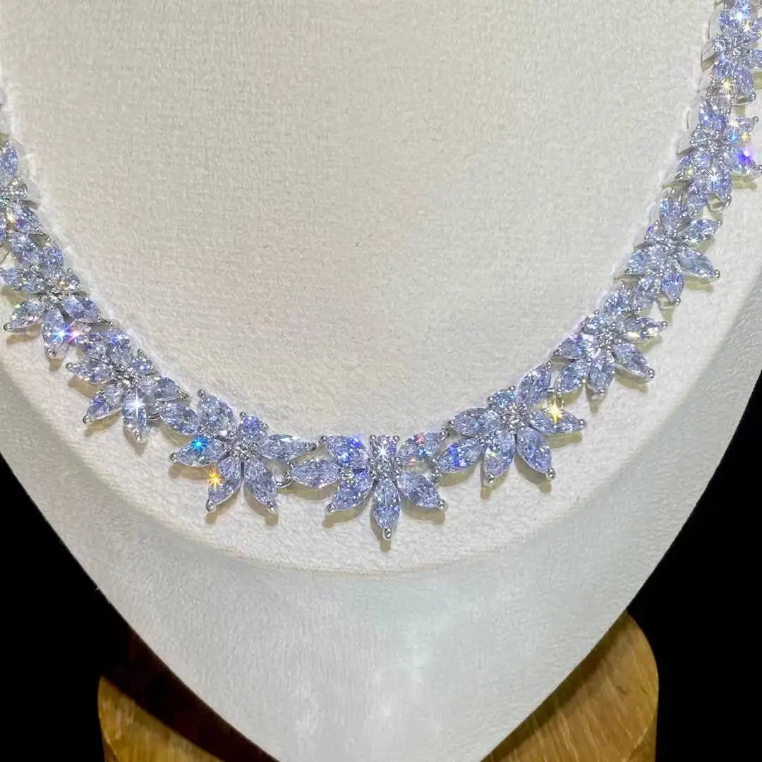 High-Quality 2PCS Crystal Necklace Set Bridal Jewelry for Women Wedding Party