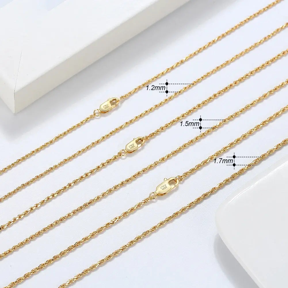 Gold Plated Sterling Silver Diamond-Cut Rope Necklace