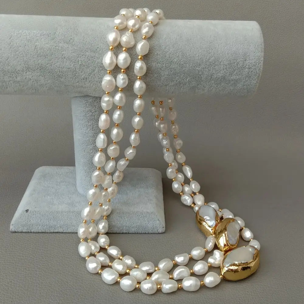 Elegant Baroque Keshi Pearl Choker Necklace for Wedding – Gold Plated