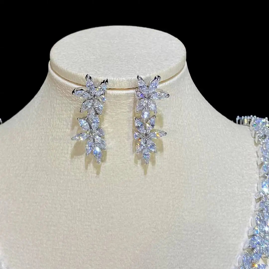 High-Quality 2PCS Crystal Necklace Set Bridal Jewelry for Women Wedding Party