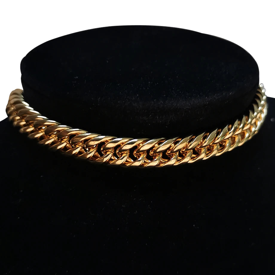 Chunky Cuban Link Choker Necklace – Gold Stainless Steel for Men & Women