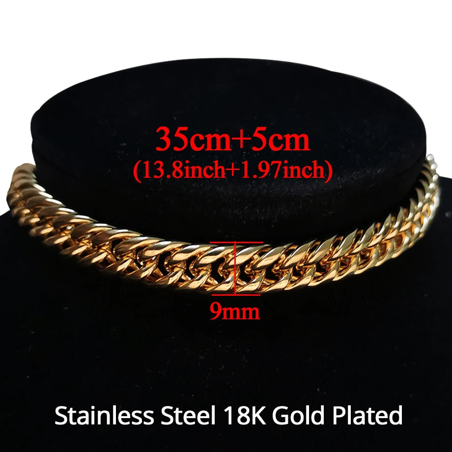 Chunky Cuban Link Choker Necklace – Gold Stainless Steel for Men & Women