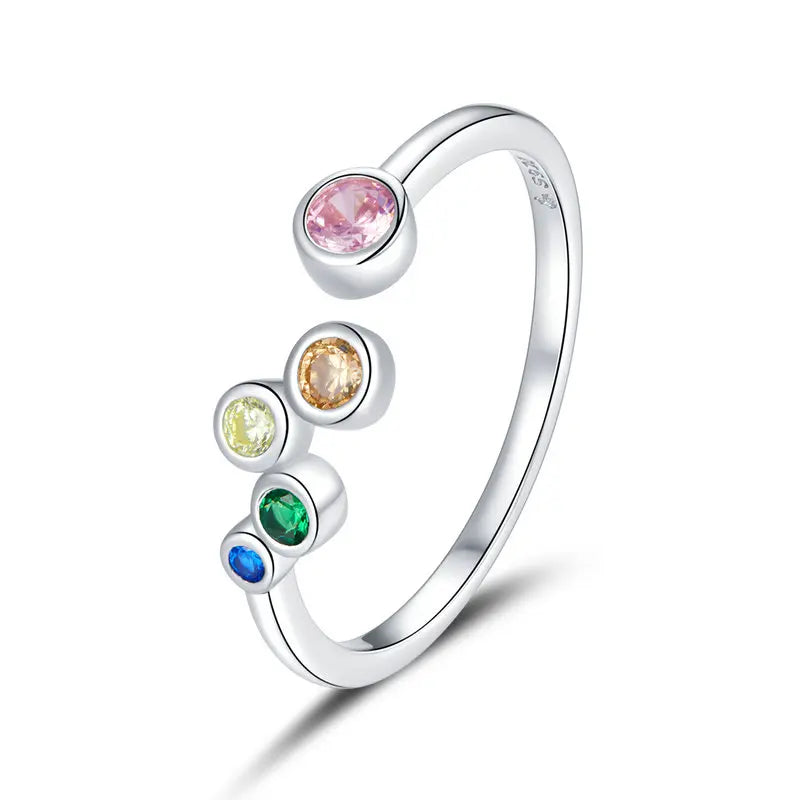 Women’s Adjustable Sterling Silver Zircon Stackable Engagement Ring