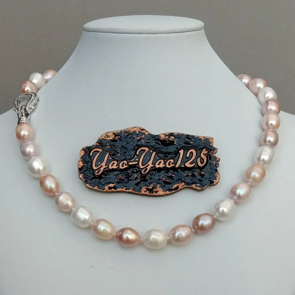 Women’s Multi-Color Rice Pearl Choker Necklace with CZ Pave Closure