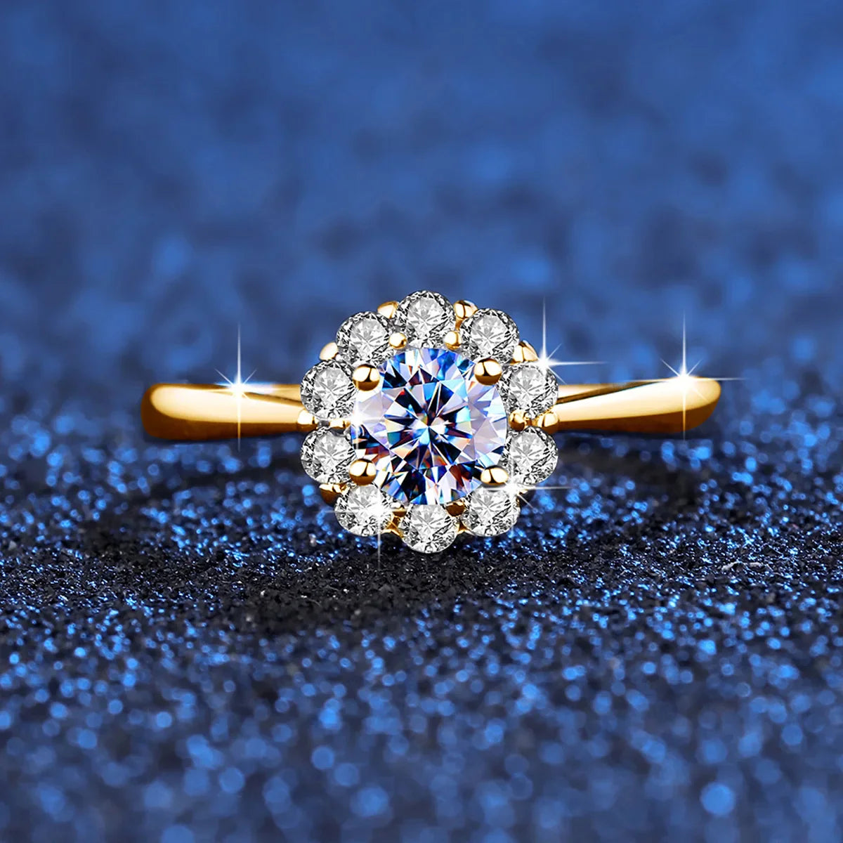 Luxury Moissanite Flower Engagement Ring: Elegant Sterling Silver Wedding Jewelry