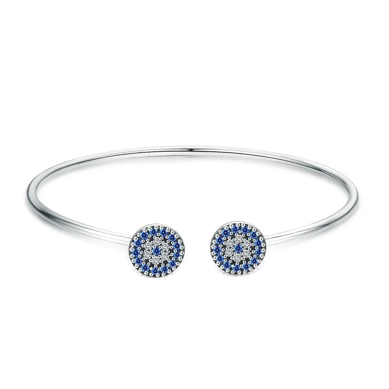 Sterling Silver Blue Fish Tail Bangle Bracelet for Women