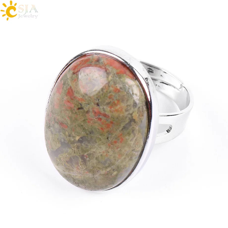 Natural Gemstone Reiki Ring for Men & Women – Quartz & Obsidian