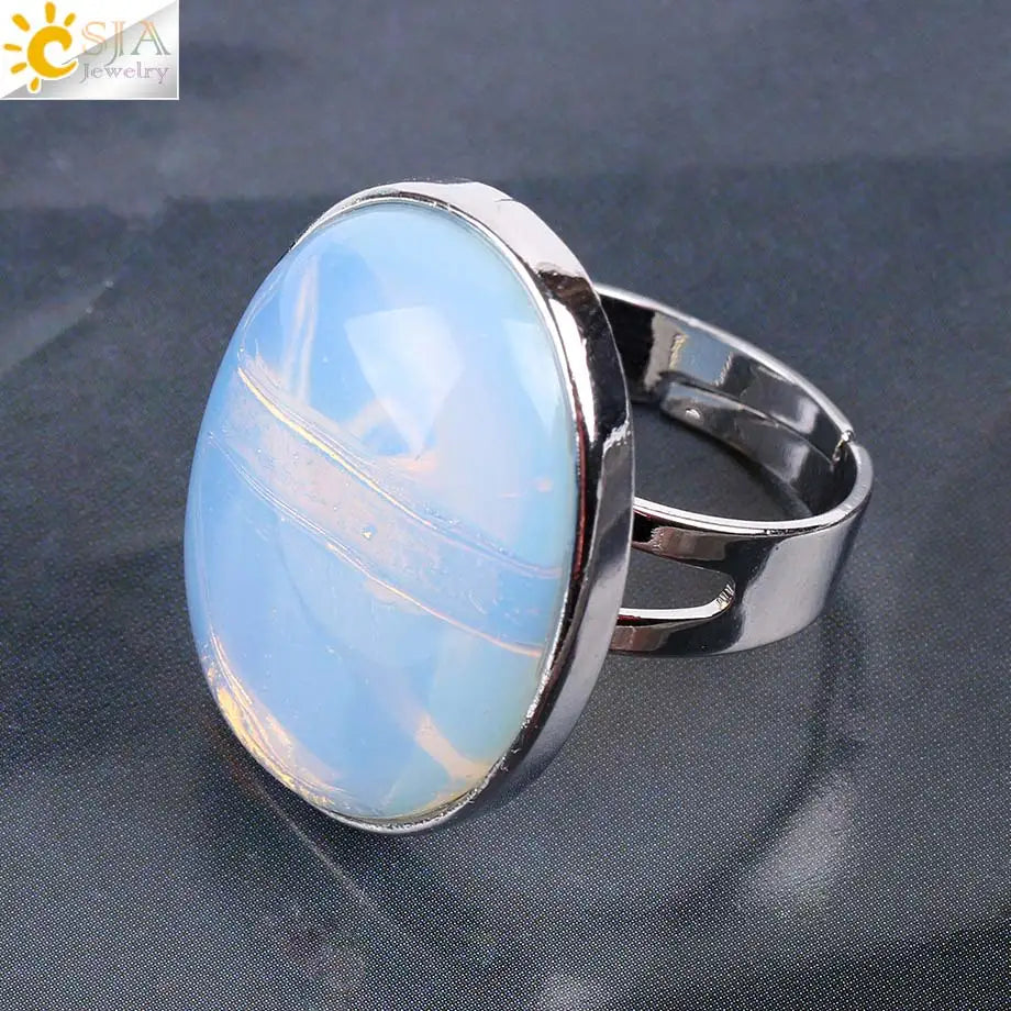 Natural Gemstone Reiki Ring for Men & Women – Quartz & Obsidian