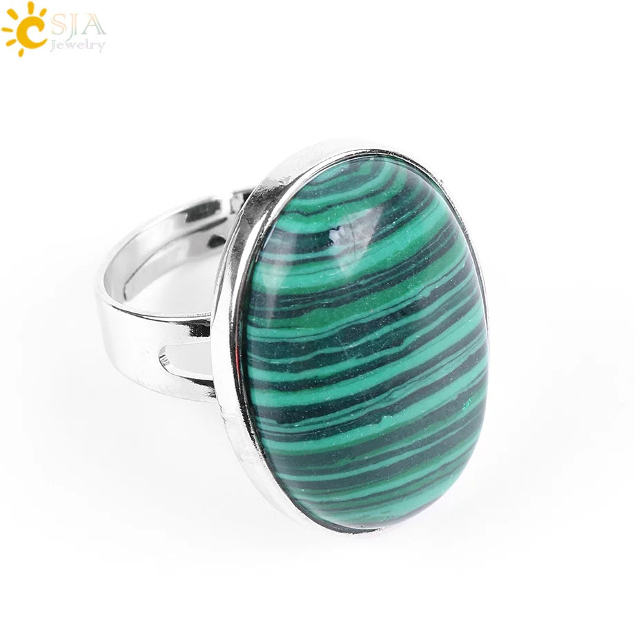 Natural Gemstone Reiki Ring for Men & Women – Quartz & Obsidian