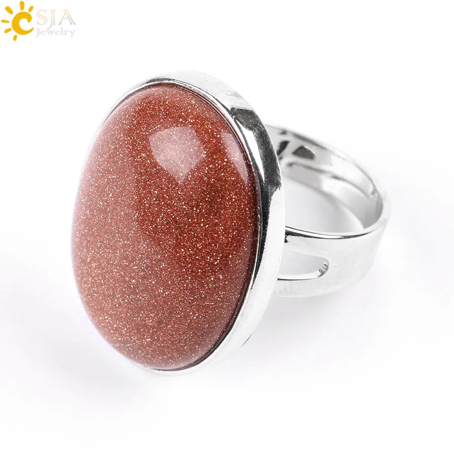 Natural Gemstone Reiki Ring for Men & Women – Quartz & Obsidian
