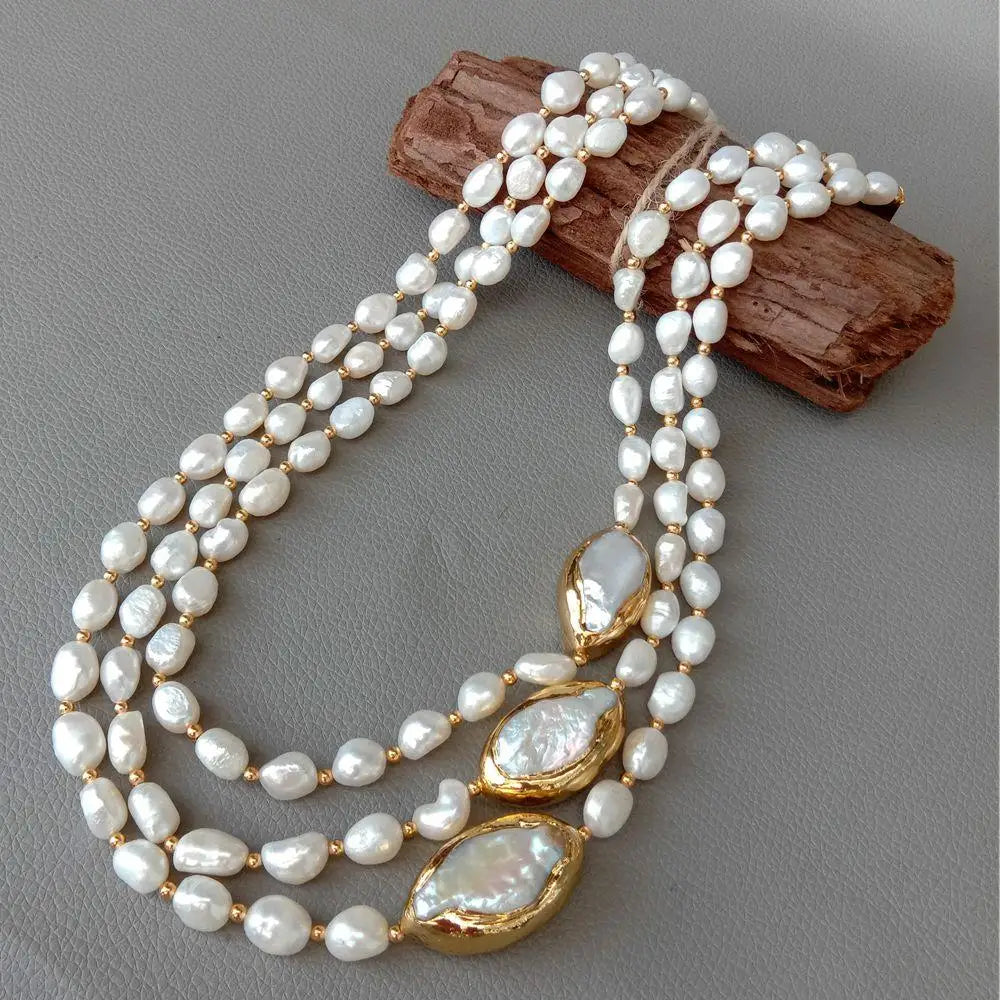 Elegant Baroque Keshi Pearl Choker Necklace for Wedding – Gold Plated