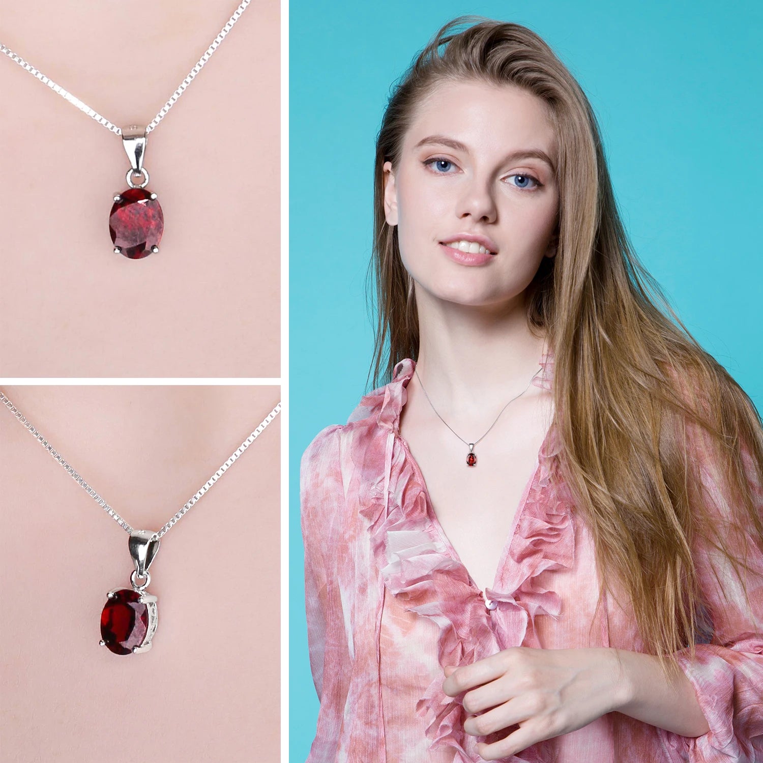 Multi-Gemstone Sterling Silver Pendant Necklace