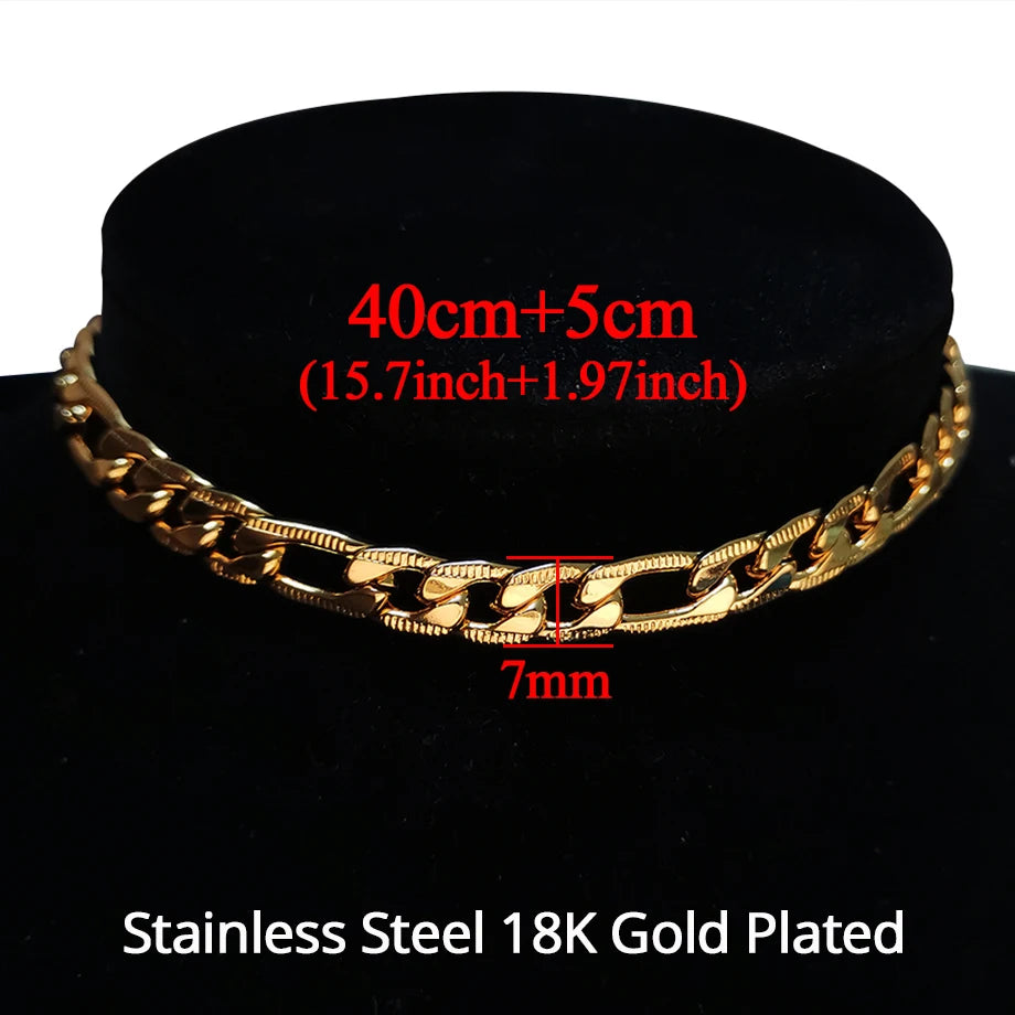 Chunky Cuban Link Choker Necklace – Gold Stainless Steel for Men & Women