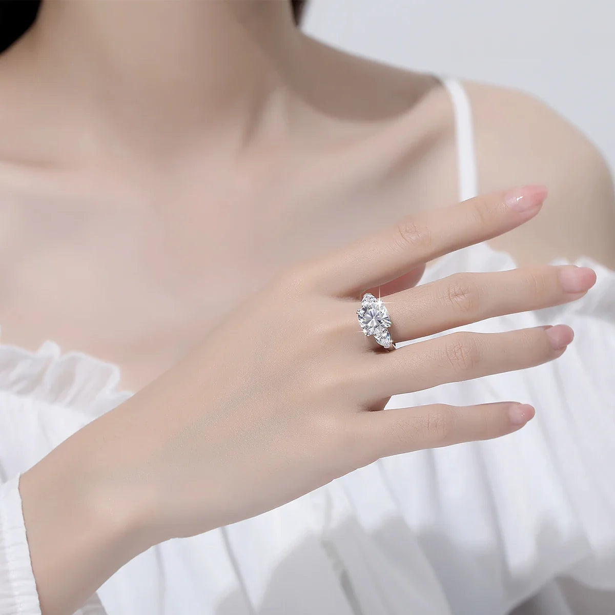 Luxury Cushion Moissanite Engagement Ring in Sterling Silver