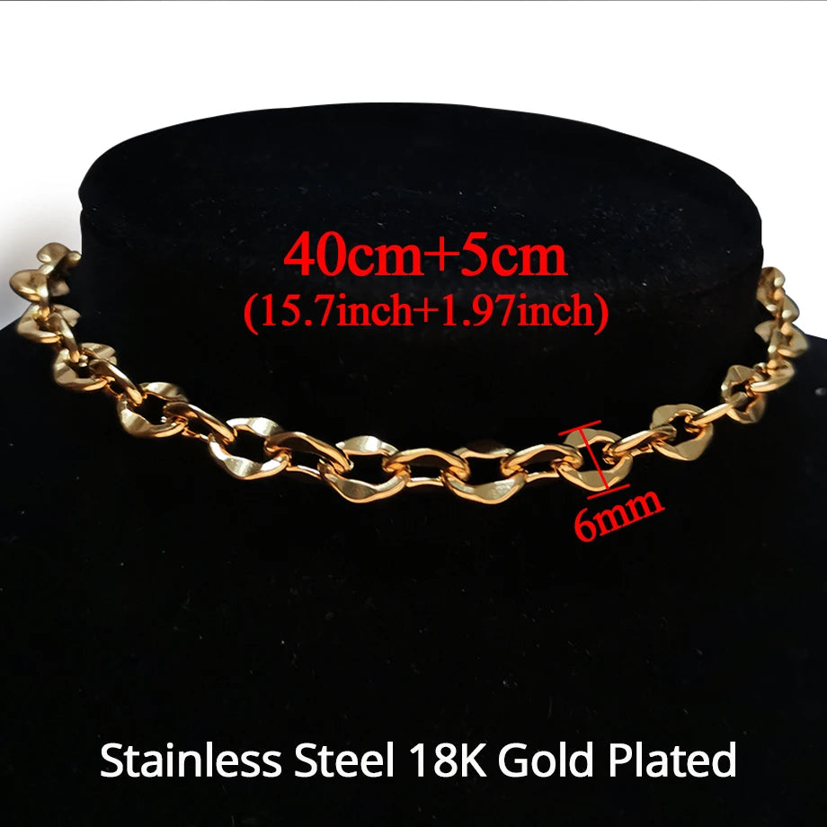Chunky Cuban Link Choker Necklace – Gold Stainless Steel for Men & Women