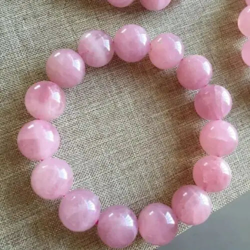 Madagascar Pink Rose Quartz Natural Stone Stretch Bracelet