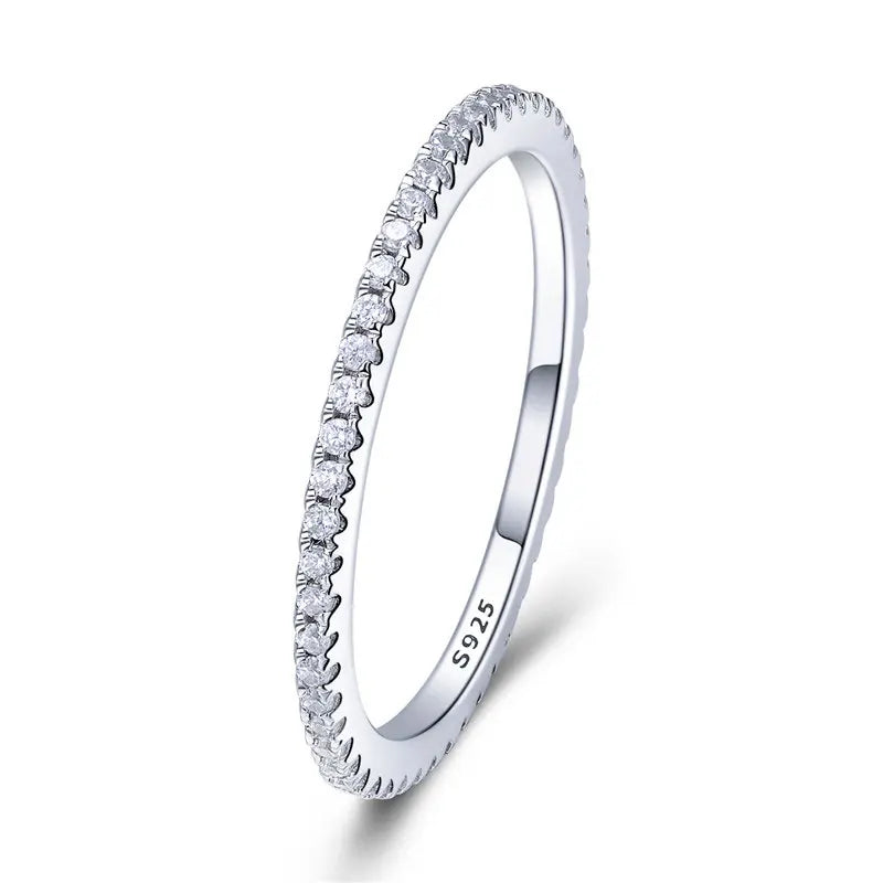 Gold Plated Sterling Silver Simulated Diamond Stackable Rings