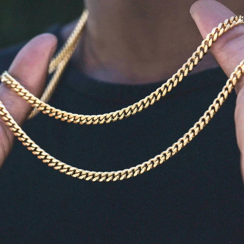 Cuban Chain Necklace for Men & Women – Gold Stainless Steel Curb Choker