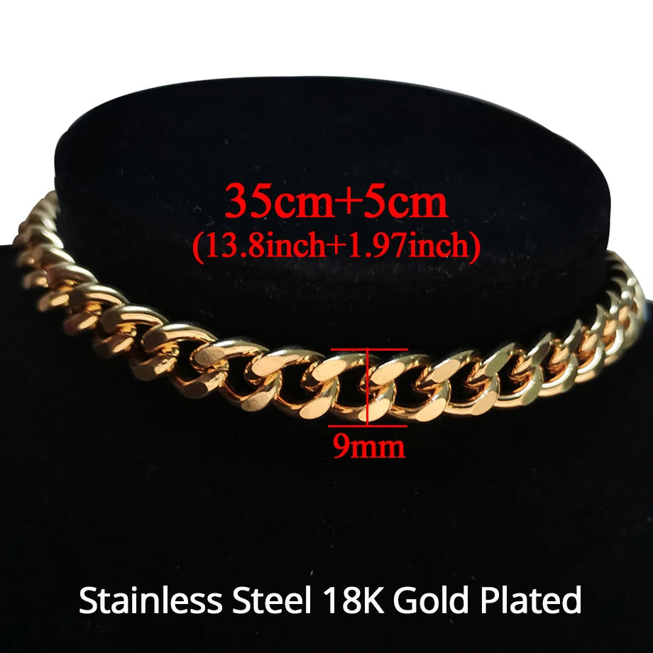 Chunky Cuban Link Choker Necklace – Gold Stainless Steel for Men & Women