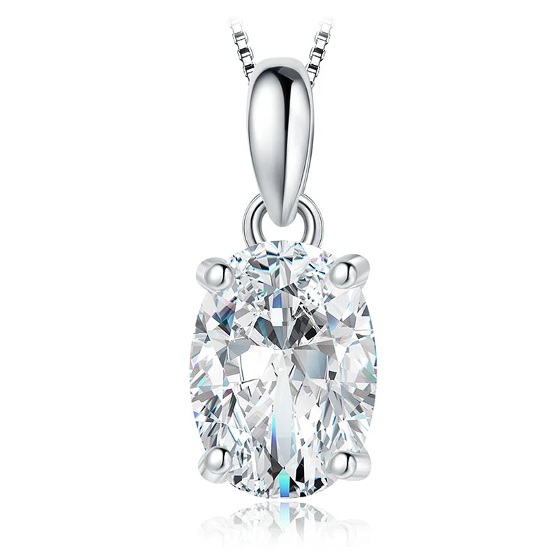 Classic Oval Sterling Silver Pendant Necklace (No Chain)