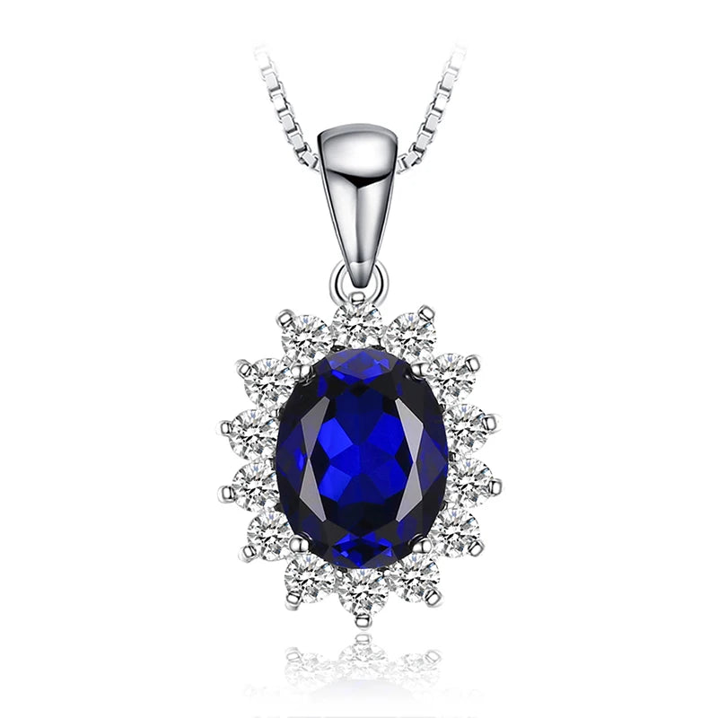 Diana Blue Sapphire Ruby Emerald Pendant – Sterling Silver (No Chain)