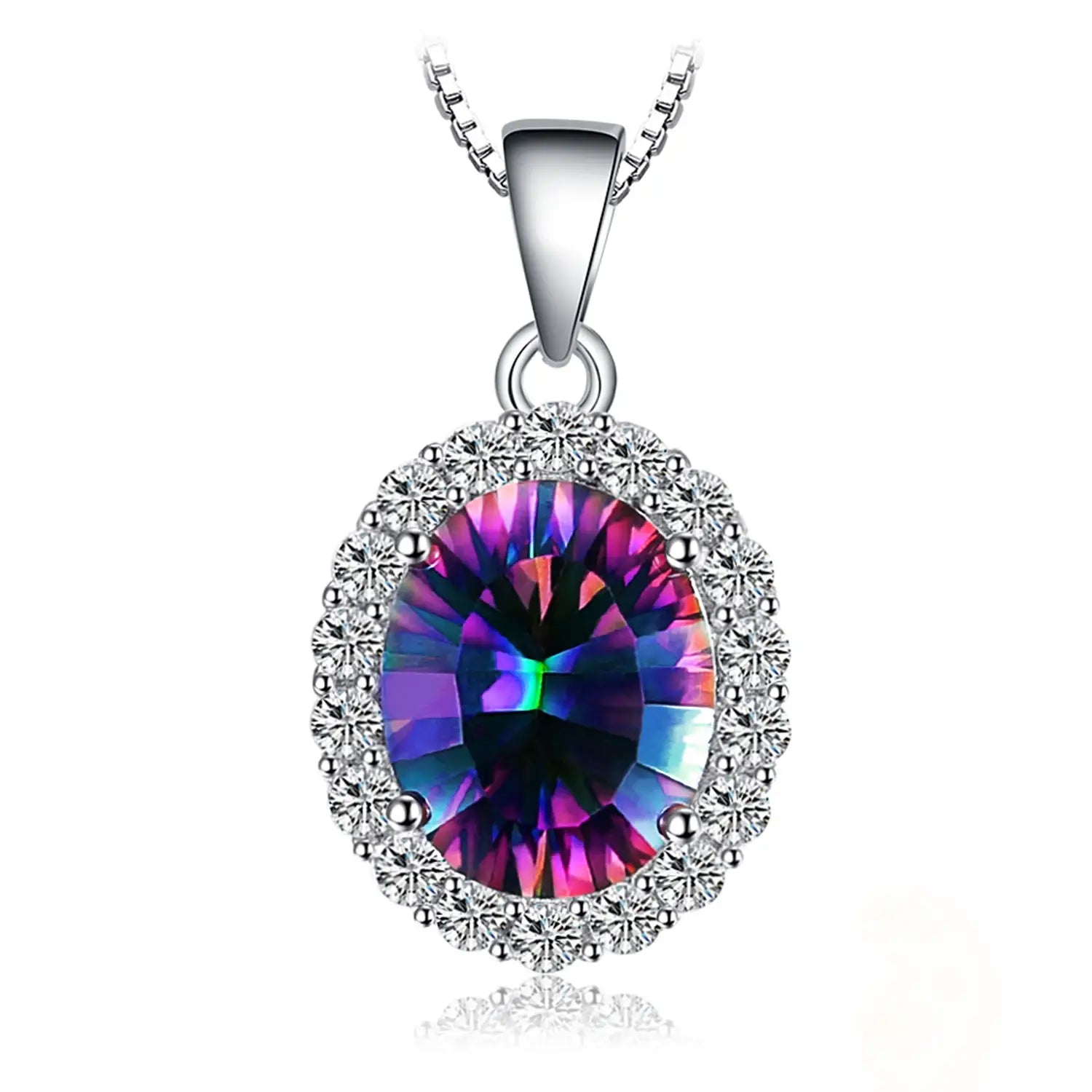 JewelryPalace 2.6ct Mystic Quartz Silver Pendant Necklace