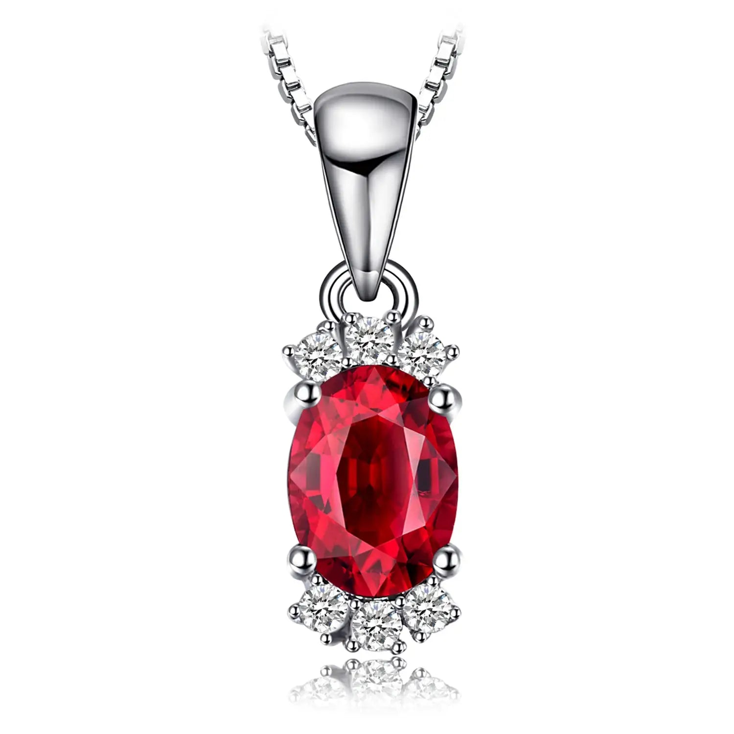 Oval Red Garnet Sterling Silver Pendant for Women