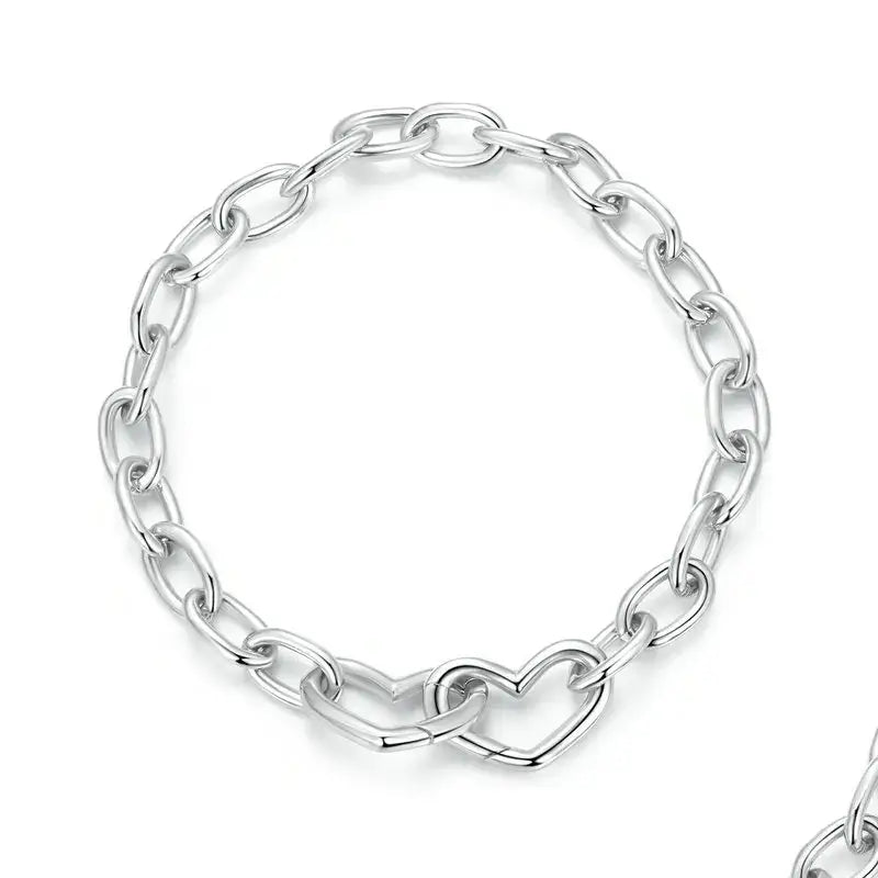 Sterling Silver Double Heart Adjustable Charm Bracelet