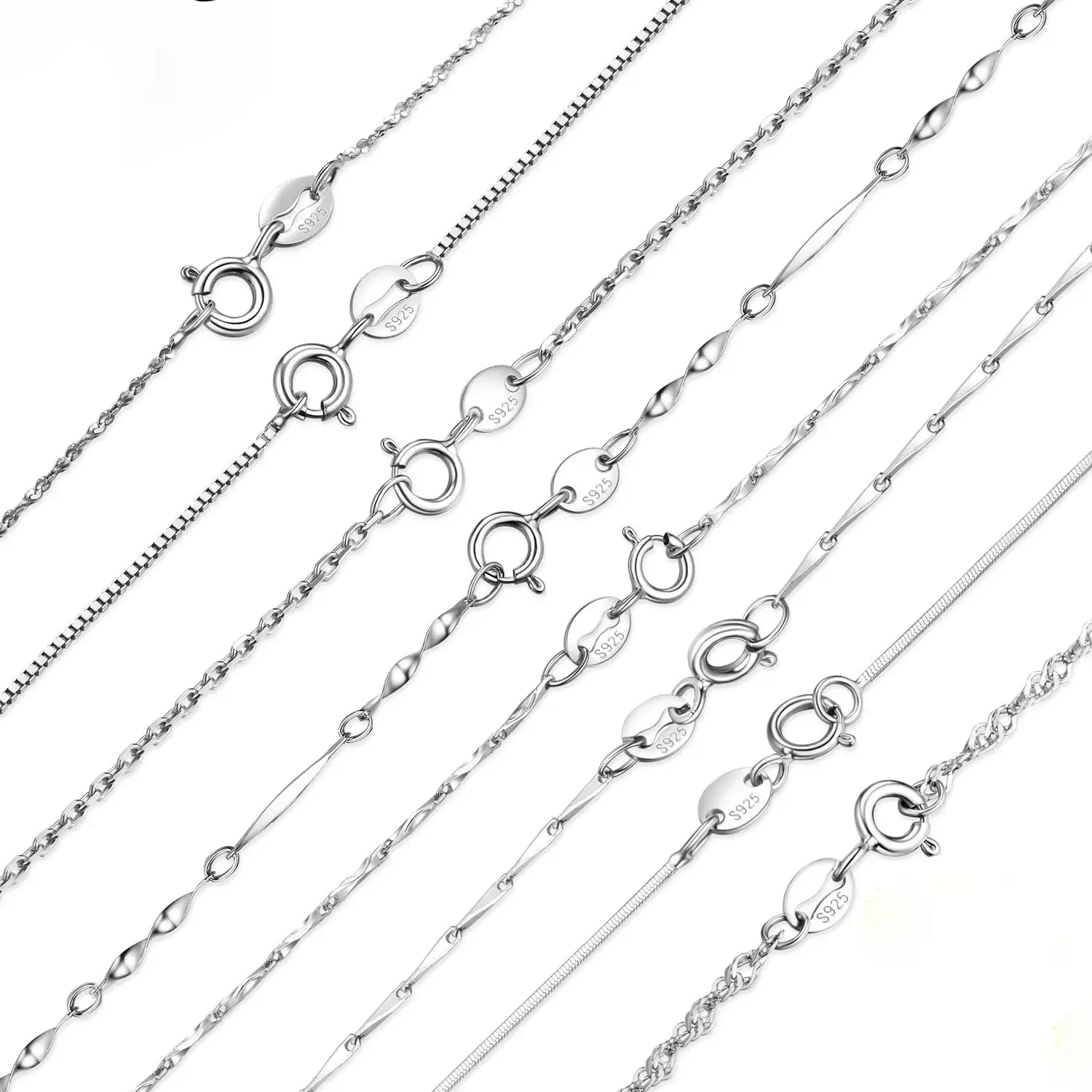 Sterling Silver Necklace – Twisted, Belcher, Snake, Singapore Chains