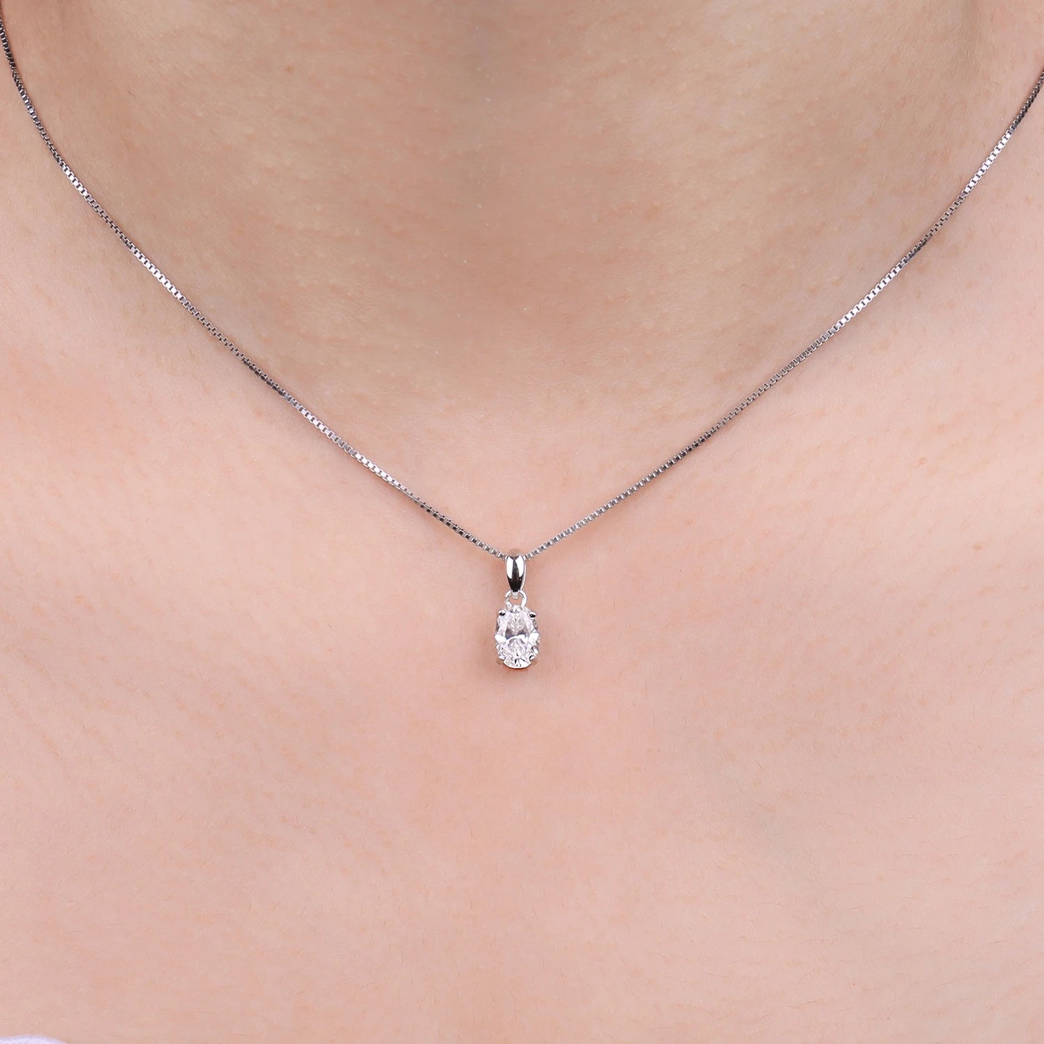Classic Oval Sterling Silver Pendant Necklace (No Chain)