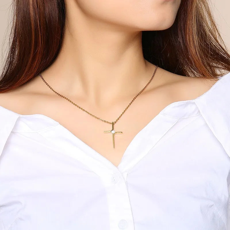 Cross Pendant Necklace – Dainty Stainless Steel Christian Jewelry