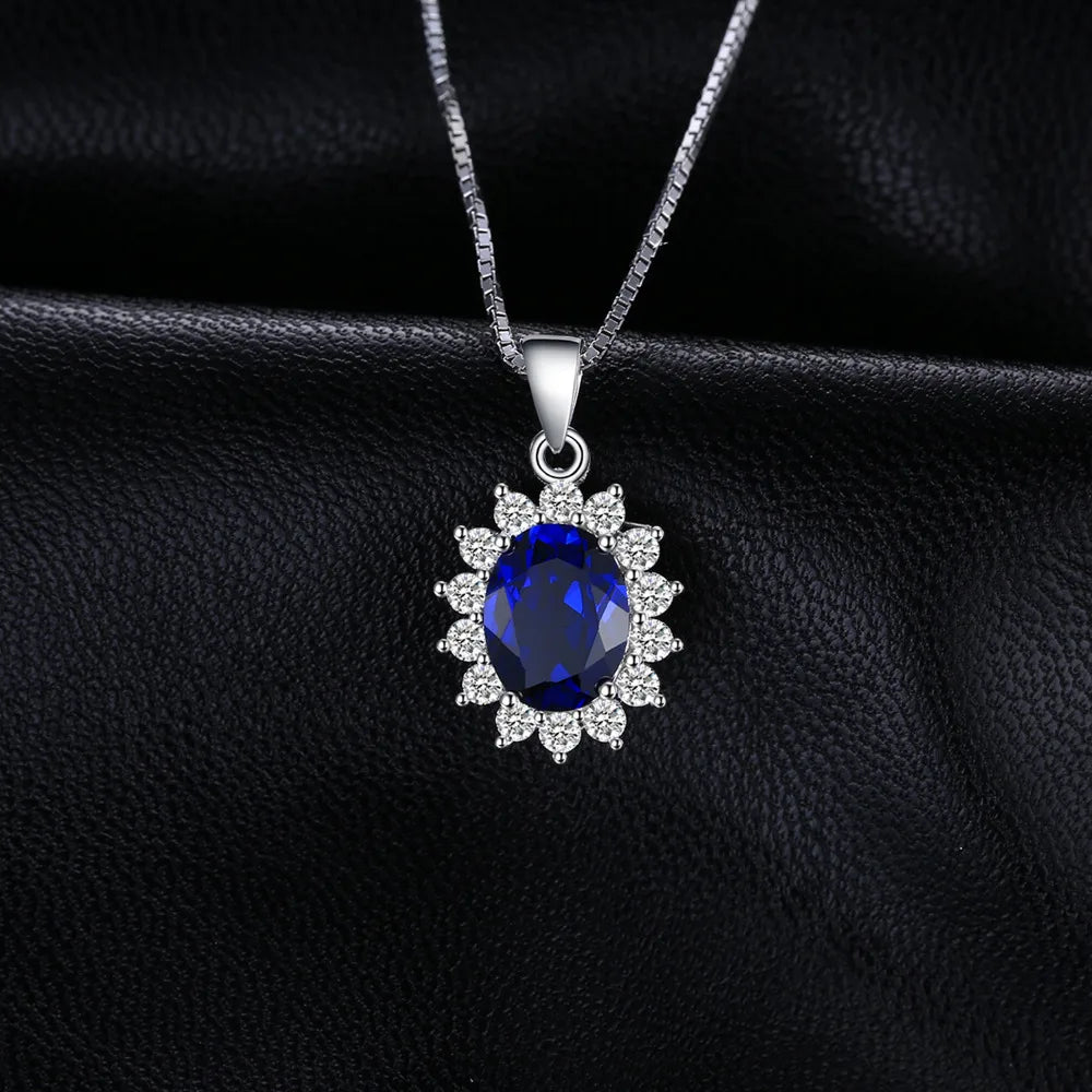 Diana Blue Sapphire Ruby Emerald Pendant – Sterling Silver (No Chain)