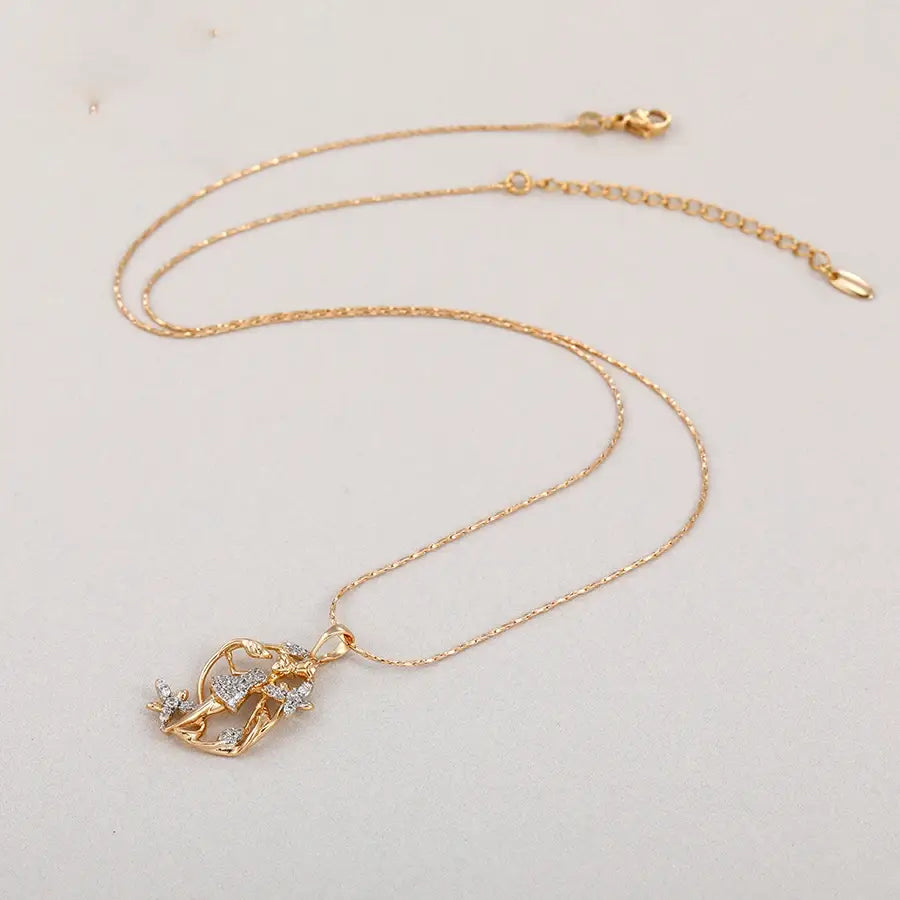 Flower Charm Gold-Plated Necklace for Women