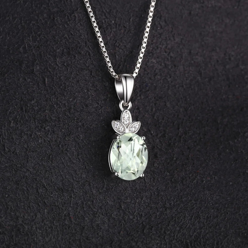 Green Amethyst & White Topaz Sterling Silver Pendant